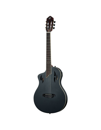 Ortega RTPSTD-SBK-L TourPlayer DeLuxe Nylon String Guitar 6-String Lefty - Spruce Black + Gig Bag