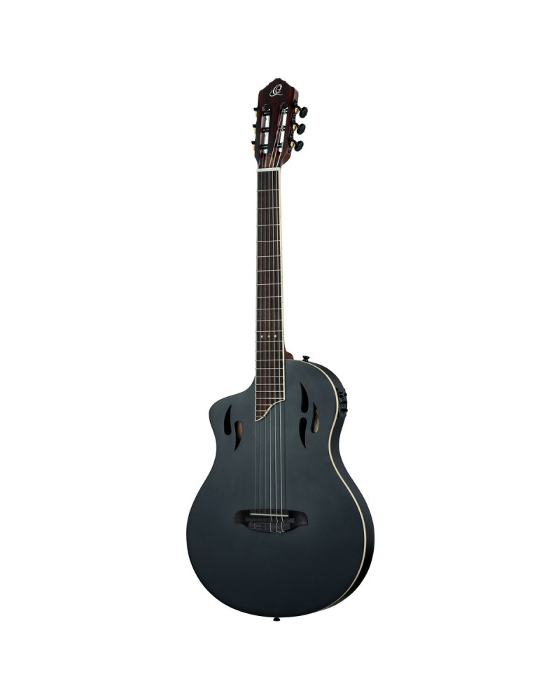 Ortega RTPSTD-SBK-L TourPlayer DeLuxe Nylon String Guitar 6-String Lefty - Spruce Black + Gig Bag
