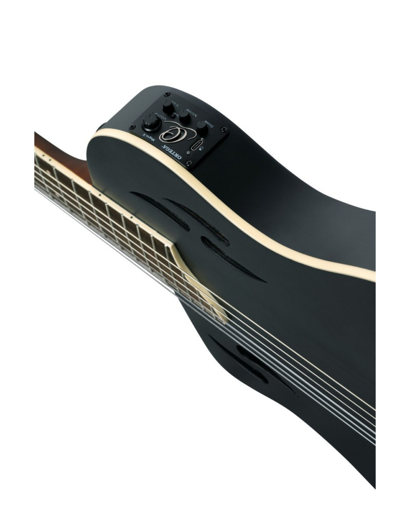 Ortega RTPSTD-SBK-L TourPlayer DeLuxe Nylon String Guitar 6-String Lefty - Spruce Black + Gig Bag