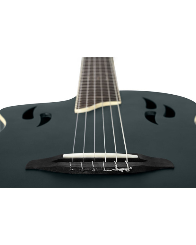 Ortega RTPSTD-SBK-L TourPlayer DeLuxe Nylon String Guitar 6-String Lefty - Spruce Black + Gig Bag
