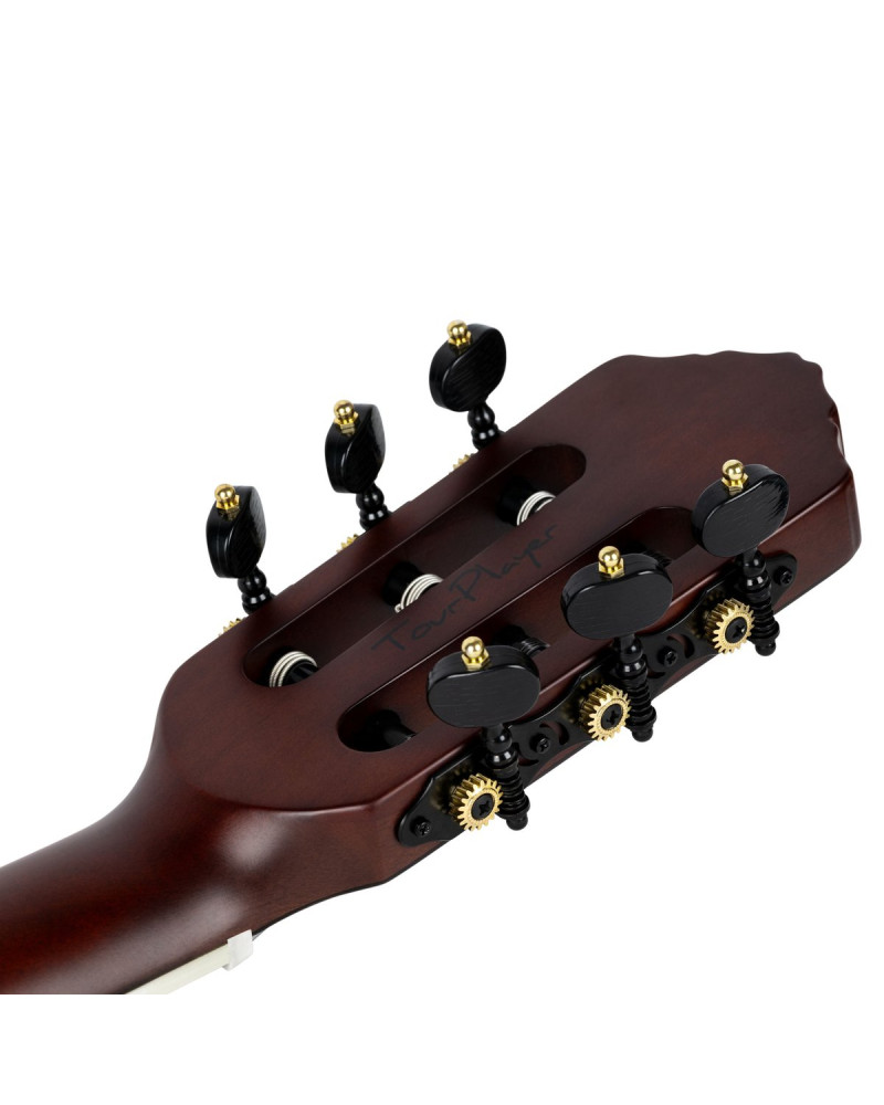 Ortega RTPSTD-SBK-L TourPlayer DeLuxe Nylon String Guitar 6-String Lefty - Spruce Black + Gig Bag