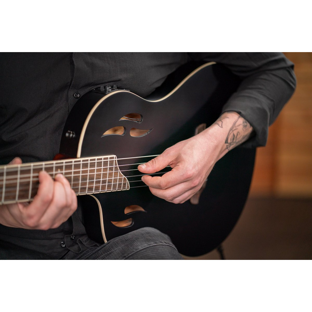 Ortega RTPSTD-SBK-L TourPlayer DeLuxe Nylon String Guitar 6-String Lefty - Spruce Black + Gig Bag