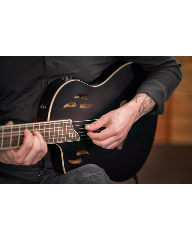 Ortega RTPSTD-SBK-L TourPlayer DeLuxe Nylon String Guitar 6-String Lefty - Spruce Black + Gig Bag
