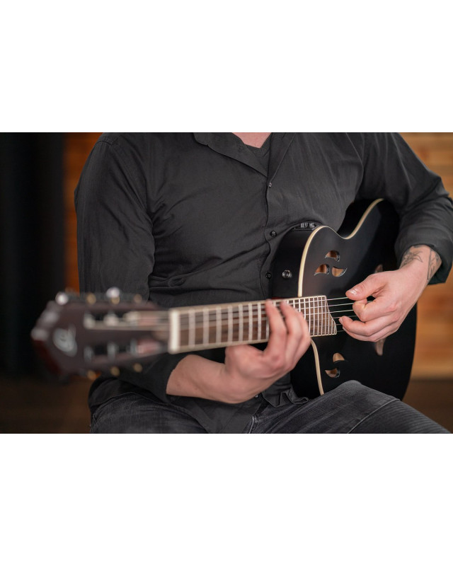 Ortega RTPSTD-SBK-L TourPlayer DeLuxe Nylon String Guitar 6-String Lefty - Spruce Black + Gig Bag