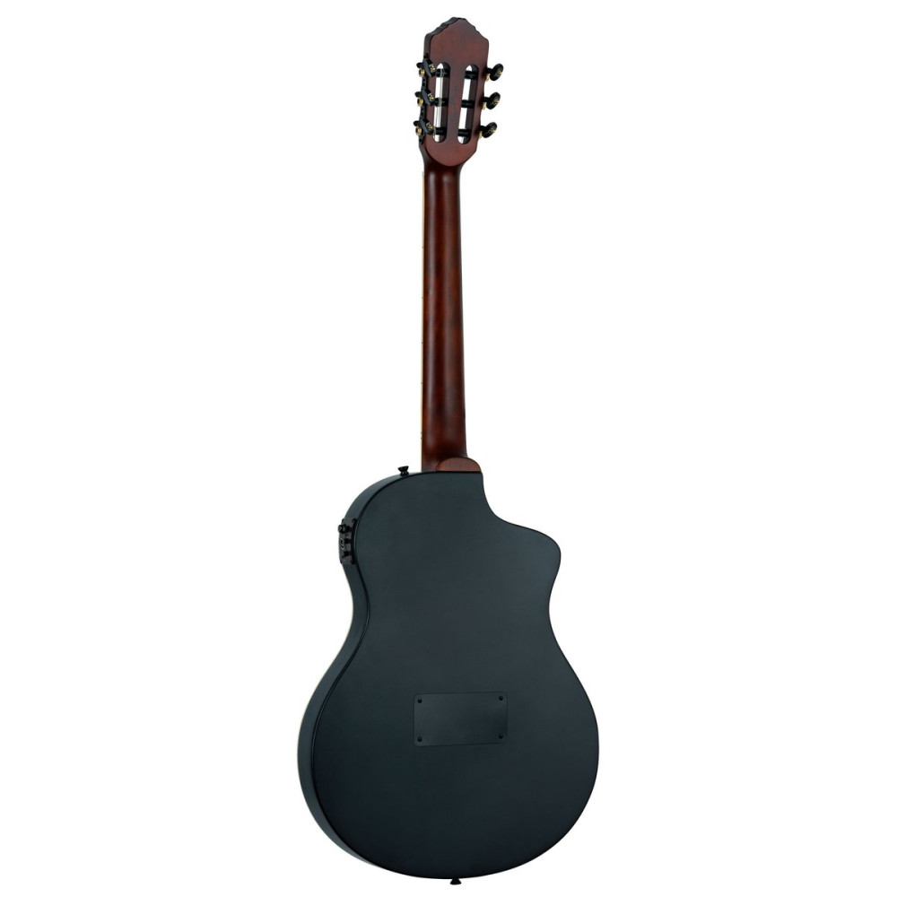 Ortega RTPSTD-SBK-L TourPlayer DeLuxe Nylon String Guitar 6-String Lefty - Spruce Black + Gig Bag
