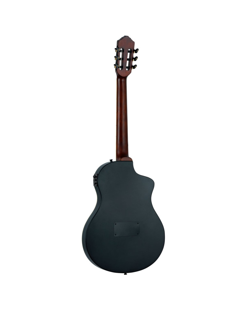 Ortega RTPSTD-SBK-L TourPlayer DeLuxe Nylon String Guitar 6-String Lefty - Spruce Black + Gig Bag