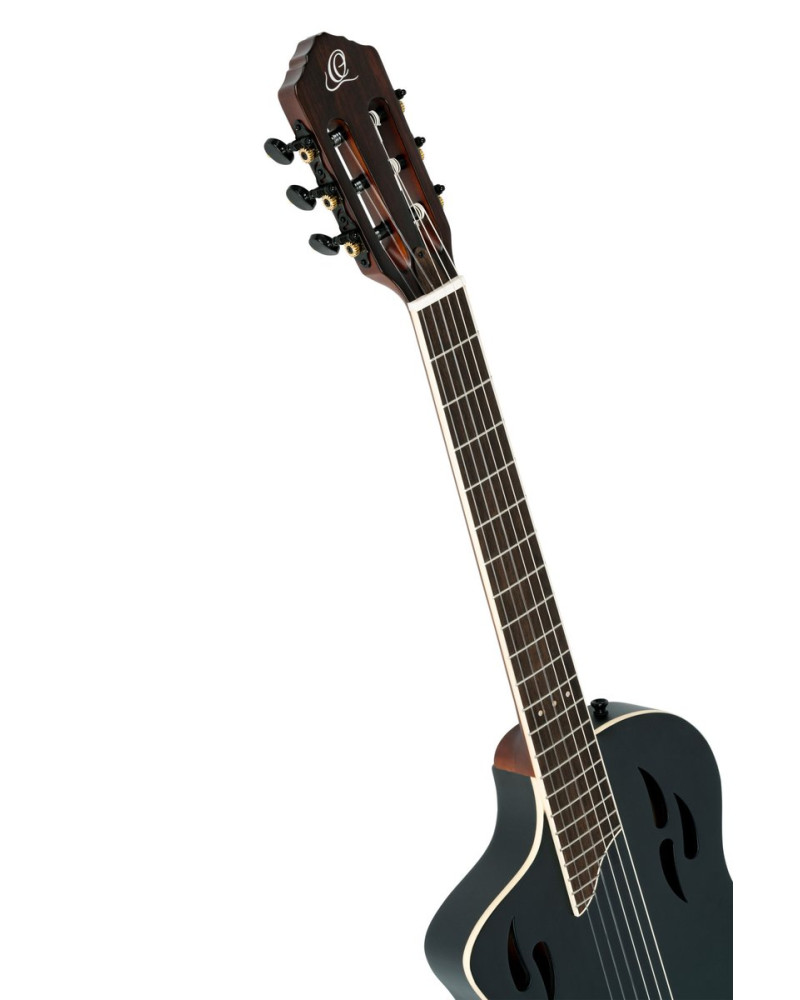 Ortega RTPSTD-SBK-L TourPlayer DeLuxe Nylon String Guitar 6-String Lefty - Spruce Black + Gig Bag