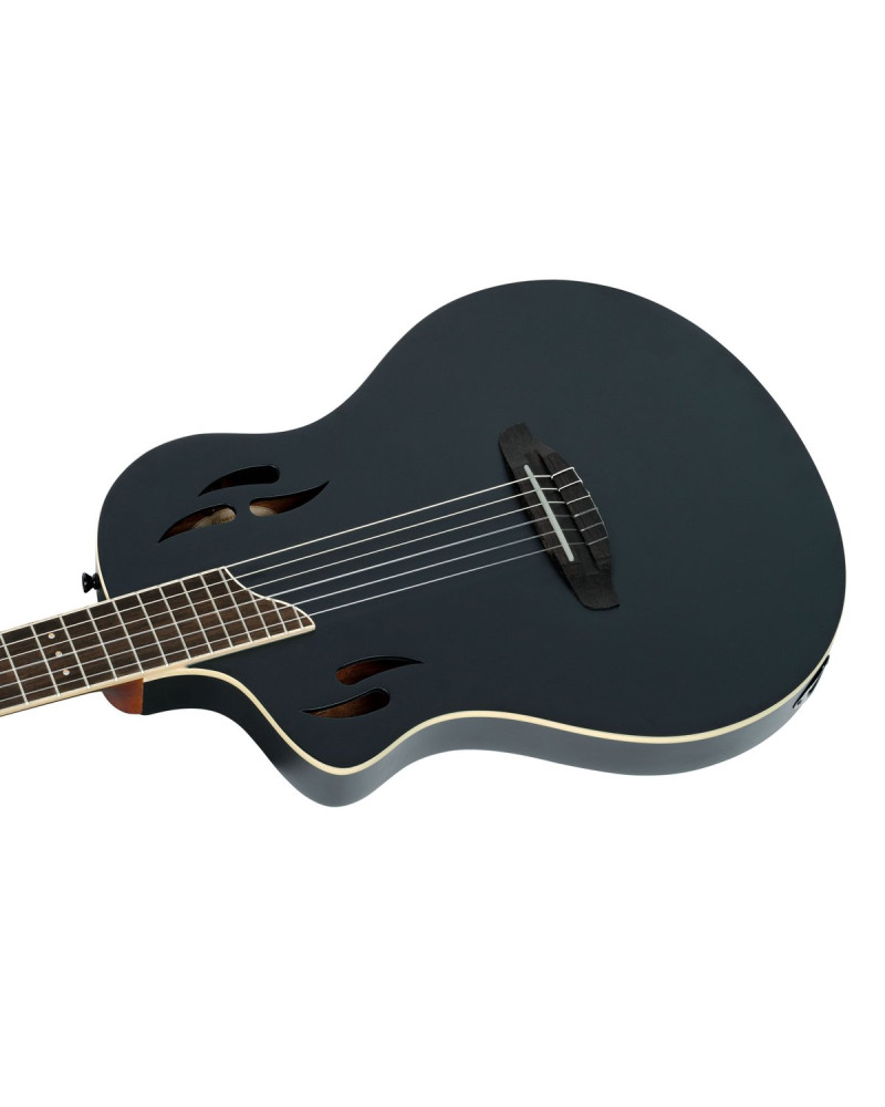 Ortega RTPSTD-SBK-L TourPlayer DeLuxe Nylon String Guitar 6-String Lefty - Spruce Black + Gig Bag