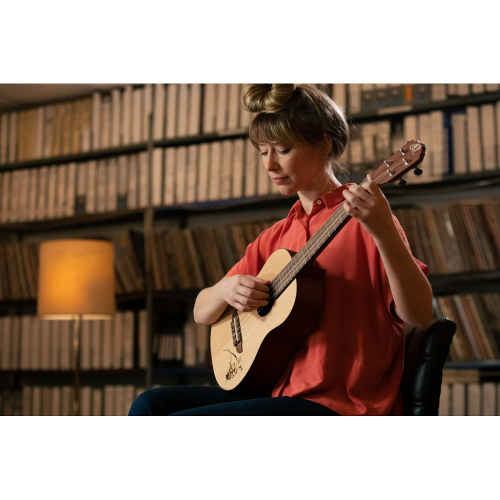 Ortega RU5-BA Bonfire Series Baritone Ukulele 4 String - Spruce/Sapele Natural