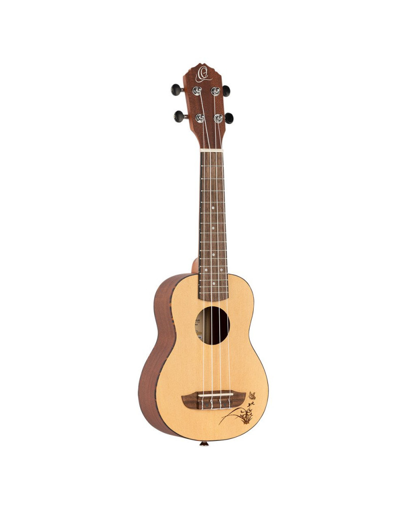 Ortega RU5-SO Bonfire Series Soprano Ukulele 4 String - Spruce/Sapele Natural