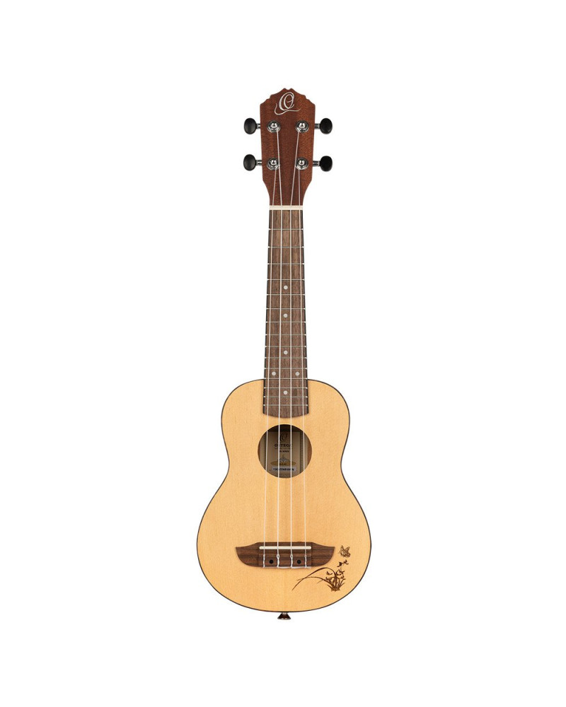 Ortega RU5-SO Bonfire Series Soprano Ukulele 4 String - Spruce/Sapele Natural