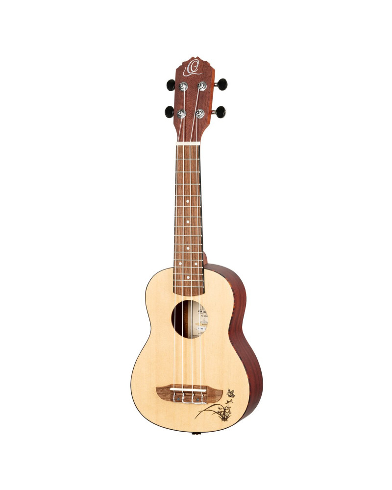 Ortega RU5-SO Bonfire Series Soprano Ukulele 4 String - Spruce/Sapele Natural