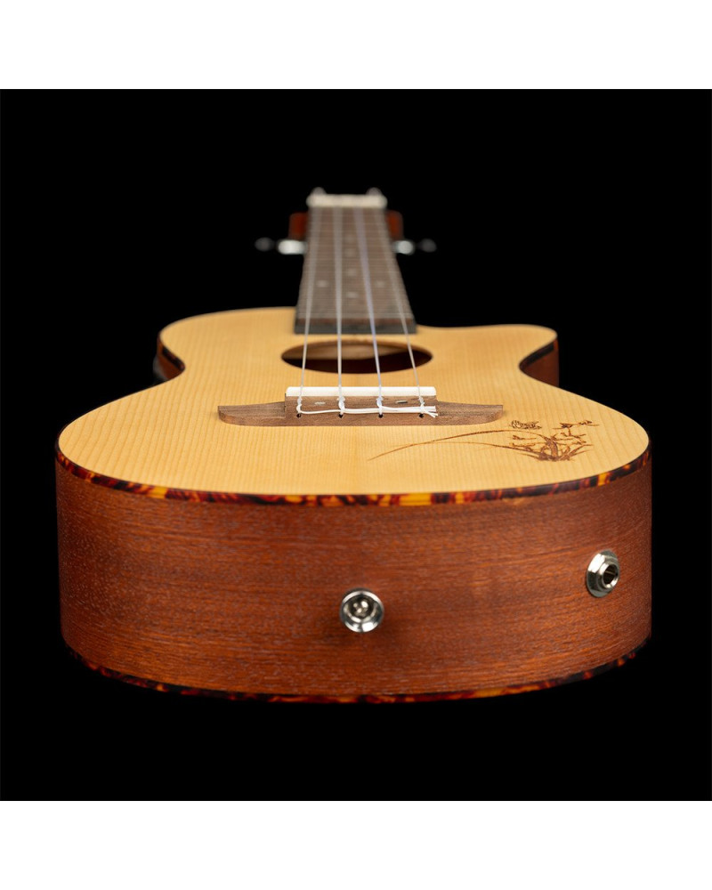 Ortega RU5CE Bonfire Series Preamp Concert Ukulele 4 String - Spruce/Sapele Natural