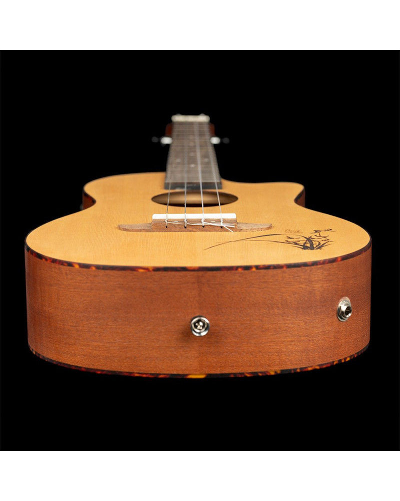 Ortega RU5CE-BA Bonfire Series Preamp Baritone Ukulele 4 String - Spruce/Sapele Natural