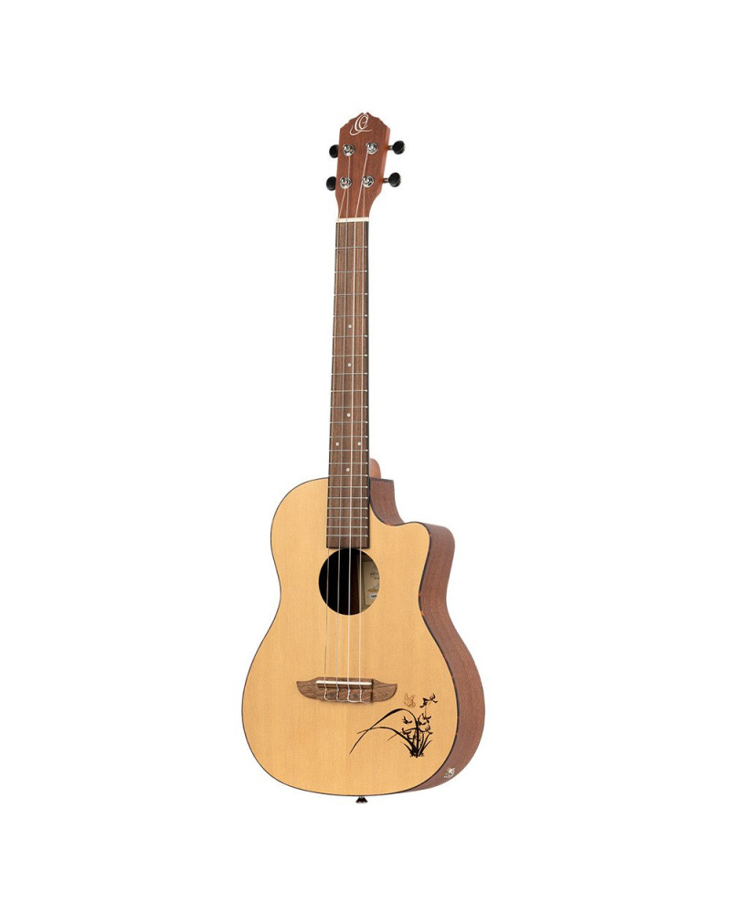 Ortega RU5CE-BA Bonfire Series Preamp Baritone Ukulele 4 String - Spruce/Sapele Natural