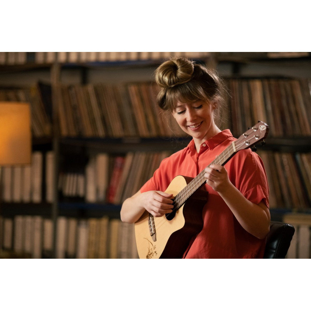 Ortega RU5CE-BA Bonfire Series Preamp Baritone Ukulele 4 String - Spruce/Sapele Natural