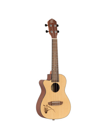 Ortega RU5CE-L Bonfire Series Preamp Concert Ukulele 4 String Lefty - Spruce/Sapele Natural