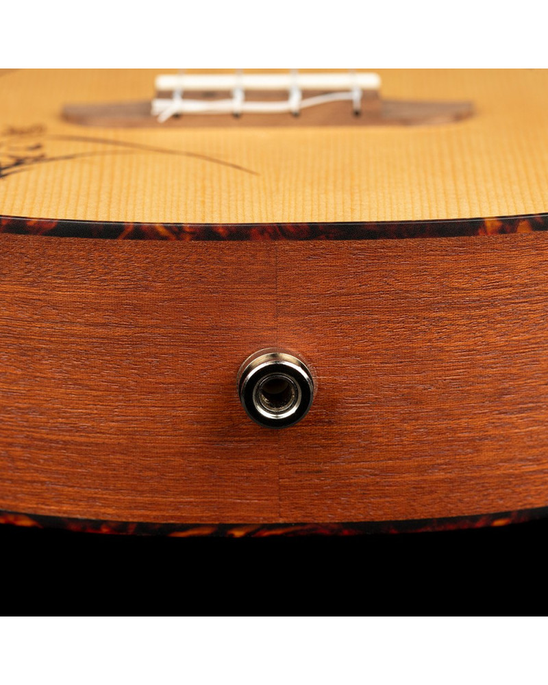 Ortega RU5CE-L Bonfire Series Preamp Concert Ukulele 4 String Lefty - Spruce/Sapele Natural