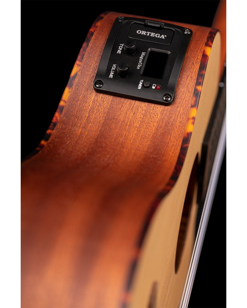 Ortega RU5CE-TE Bonfire Series Preamp Tenor Ukulele 4 String - Spruce/Sapele Natural