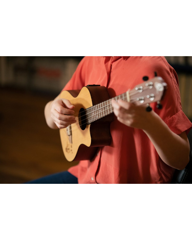 Ortega RU5CE-TE Bonfire Series Preamp Tenor Ukulele 4 String - Spruce/Sapele Natural