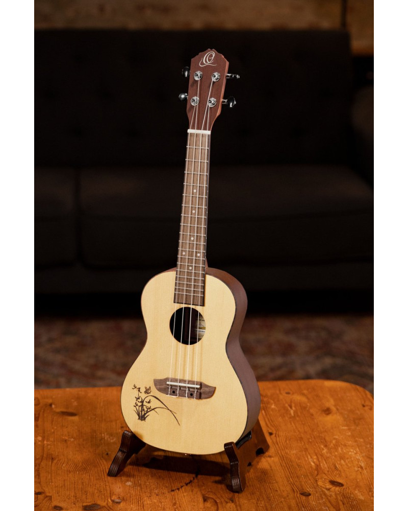 Ortega RU5L Bonfire Series Concert Ukulele 4 String Lefty - Spruce/Sapele Natural