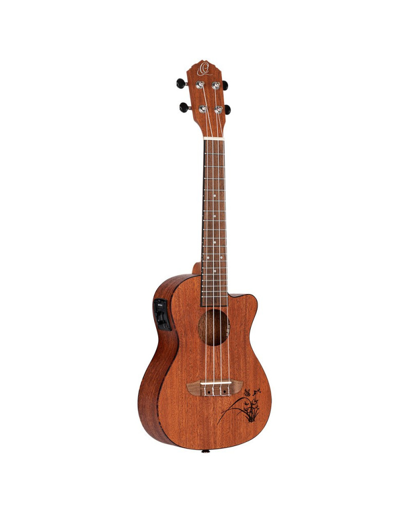Ortega RU5MM-CE Bonfire Series Preamp Concert Ukulele 4 String - Sapele Natural