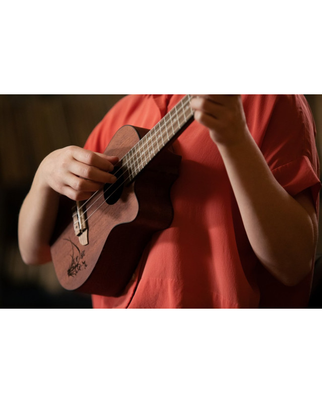 Ortega RU5MM-CE Bonfire Series Preamp Concert Ukulele 4 String - Sapele Natural