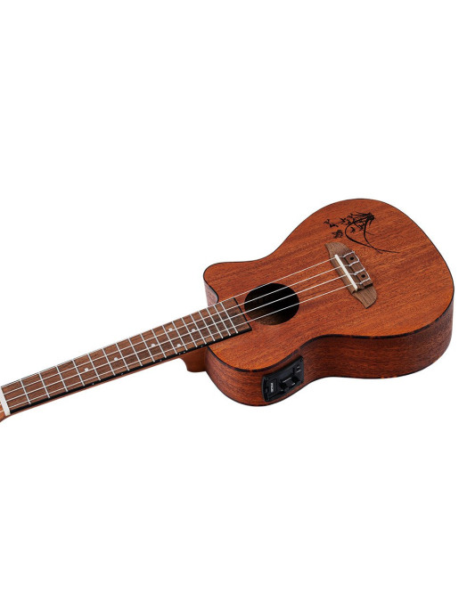Ortega RU5MM-CE Bonfire Series Preamp Concert Ukulele 4 String - Sapele Natural