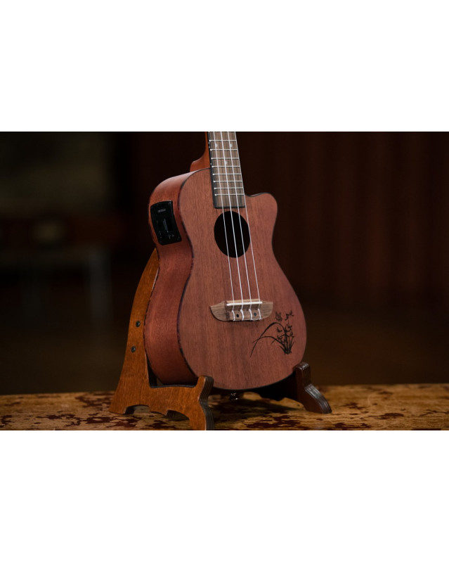 Ortega RU5MM-CE Bonfire Series Preamp Concert Ukulele 4 String - Sapele Natural