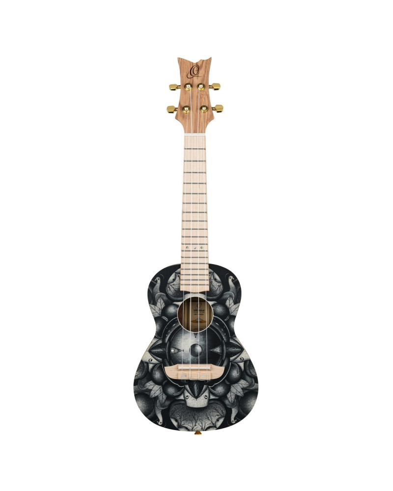 Ortega RUAR-BI Art Series Concert Ukulele 4 String - Spruce / Catalpa Birds
