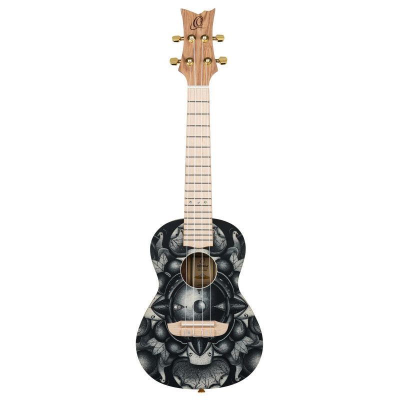 Ortega RUAR-BI Art Series Concert Ukulele 4 String - Spruce / Catalpa Birds