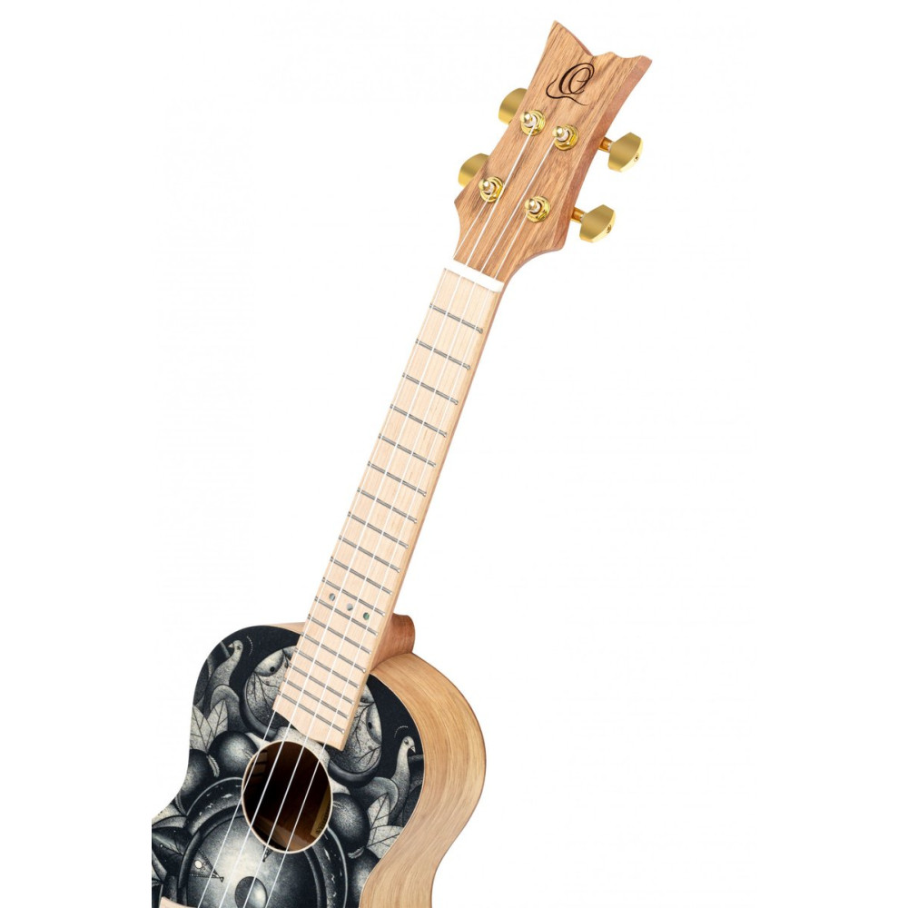 Ortega RUAR-BI Art Series Concert Ukulele 4 String - Spruce / Catalpa Birds