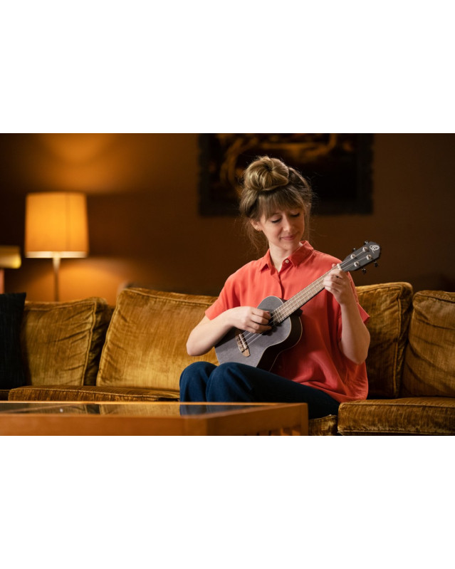Ortega RUCOAL Earth Series Concert Ukulele 4 String - Okoume Coal Black