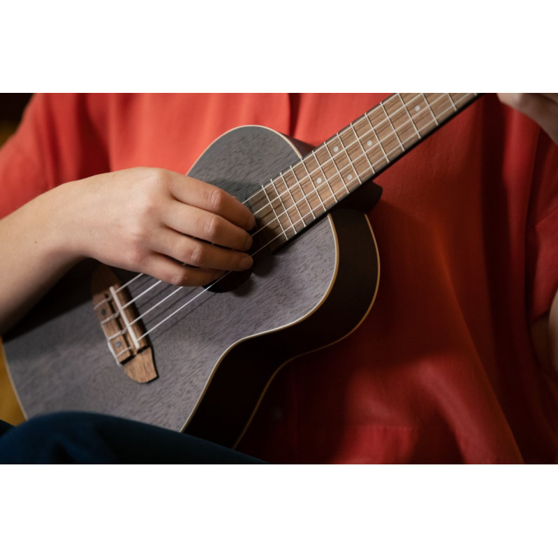 Ortega RUCOAL Earth Series Concert Ukulele 4 String - Okoume Coal Black