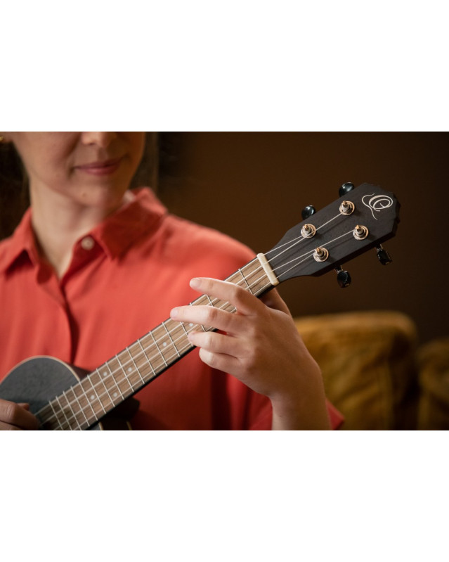 Ortega RUCOAL Earth Series Concert Ukulele 4 String - Okoume Coal Black