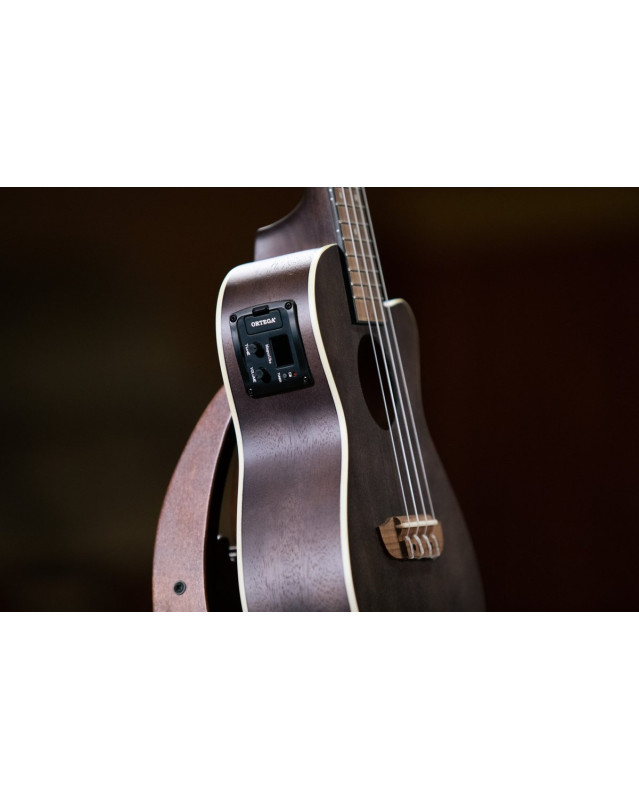 Ortega RUCOAL-CE Earth Series Concert Preamp Ukulele 4 String - Okoume Coal Black