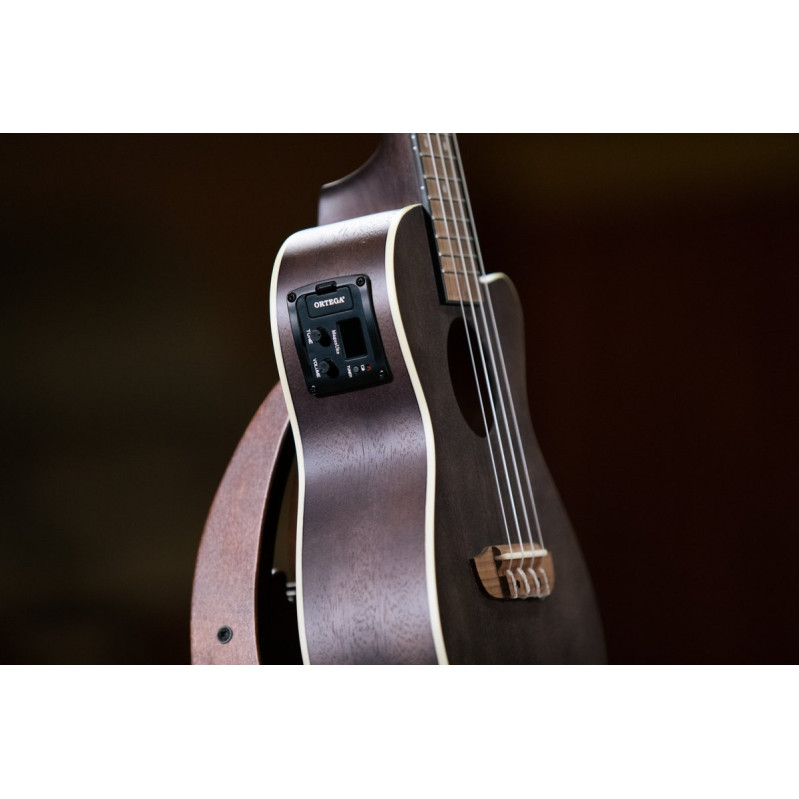 Ortega RUCOAL-CE Earth Series Concert Preamp Ukulele 4 String - Okoume Coal Black