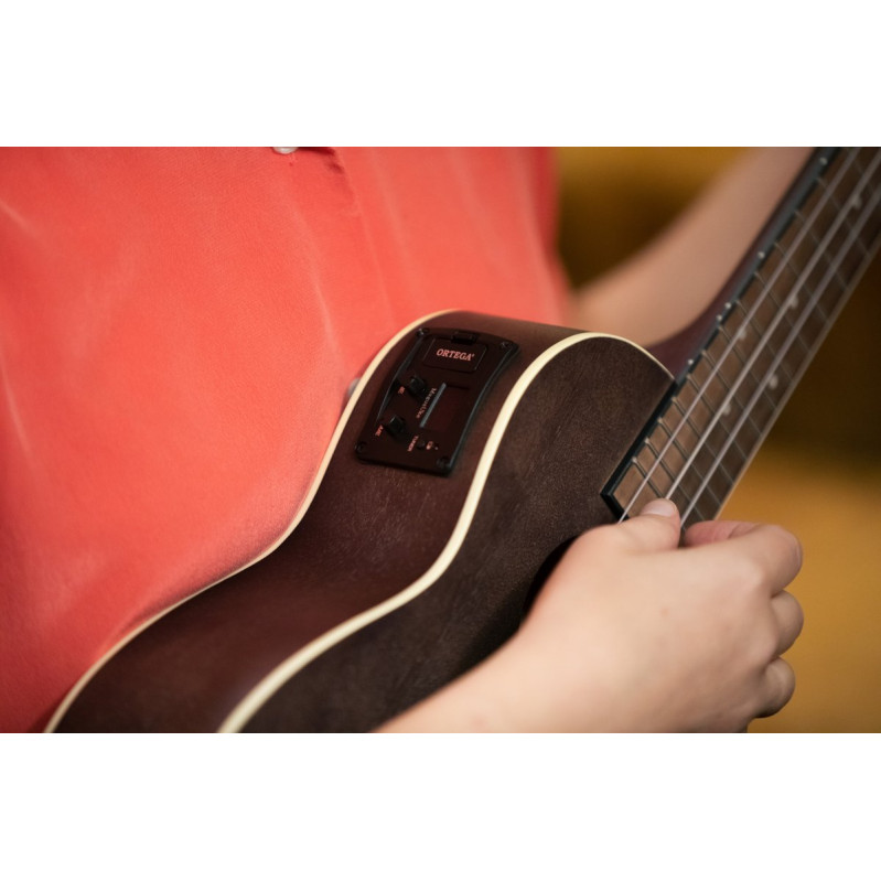 Ortega RUCOAL-CE Earth Series Concert Preamp Ukulele 4 String - Okoume Coal Black