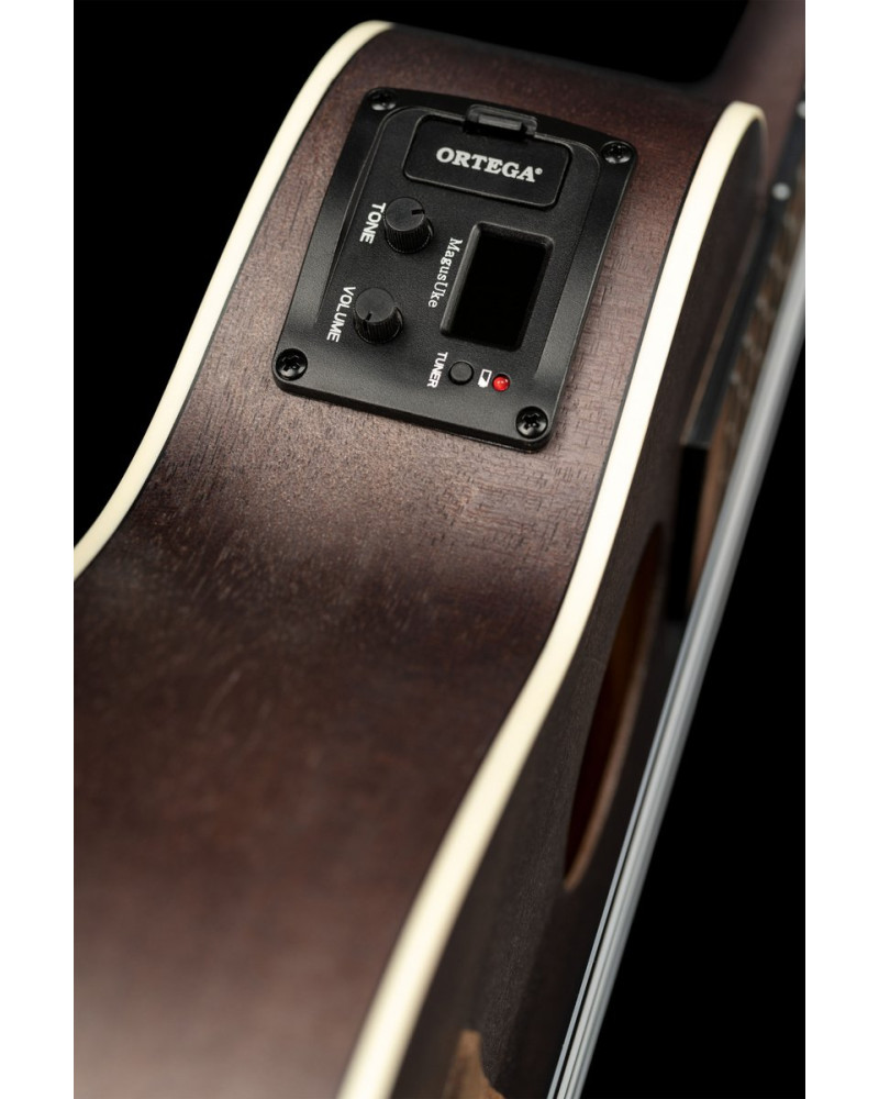 Ortega RUCOAL-CE Earth Series Concert Preamp Ukulele 4 String - Okoume Coal Black