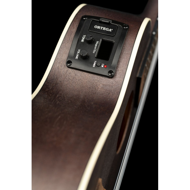 Ortega RUCOAL-CE Earth Series Concert Preamp Ukulele 4 String - Okoume Coal Black