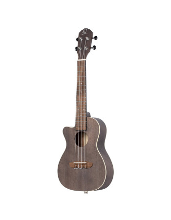 Ortega RUCOAL-CE-L Earth Series Concert Preamp Ukulele 4 String Lefty - Okoume Coal Black