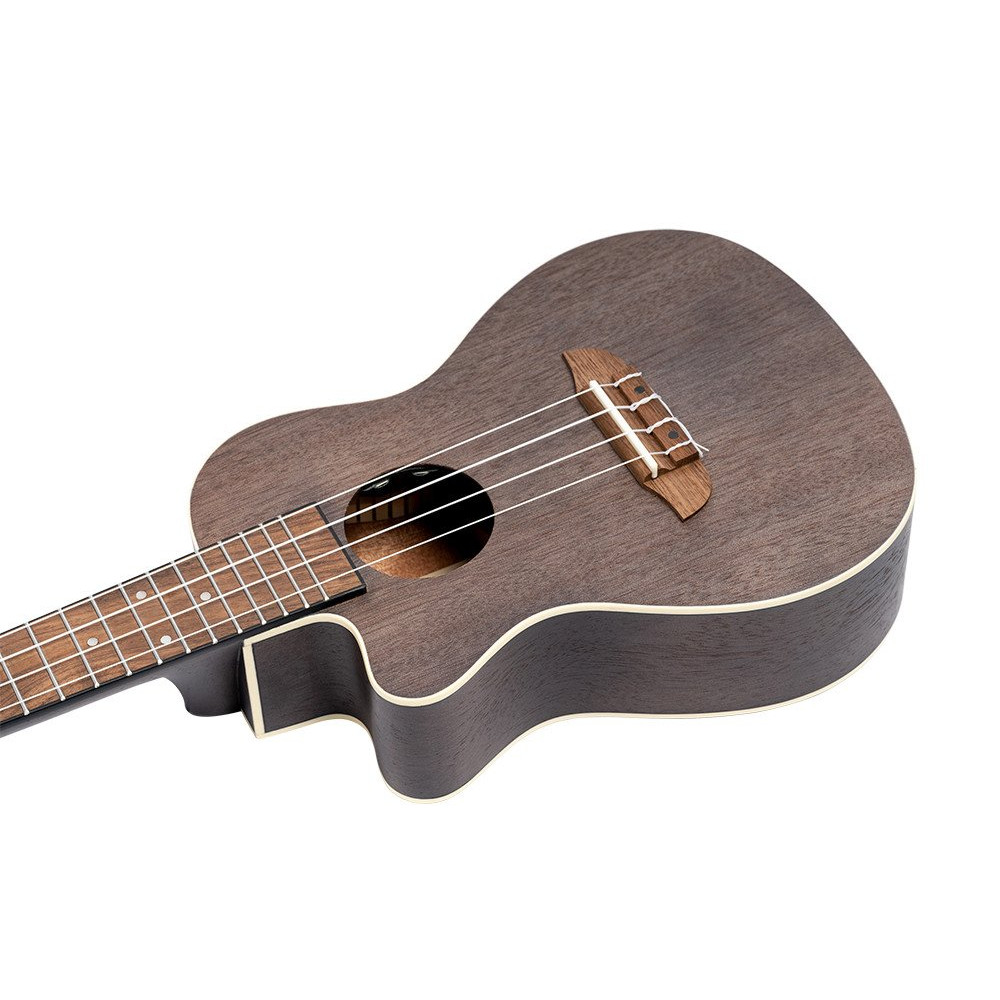 Ortega RUCOAL-CE-L Earth Series Concert Preamp Ukulele 4 String Lefty - Okoume Coal Black