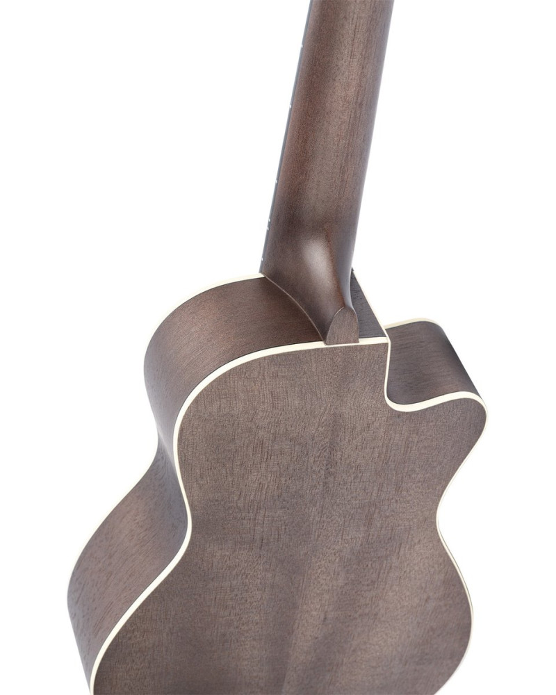 Ortega RUCOAL-CE-L Earth Series Concert Preamp Ukulele 4 String Lefty - Okoume Coal Black