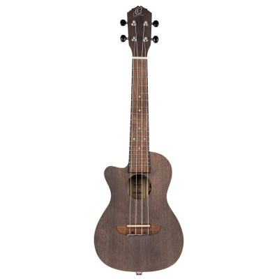 Ortega RUCOAL-CE-L Earth Series Concert Preamp Ukulele 4 String Lefty - Okoume Coal Black