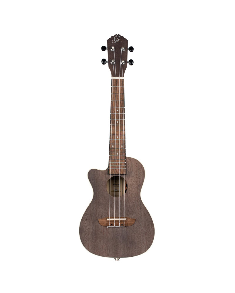 Ortega RUCOAL-CE-L Earth Series Concert Preamp Ukulele 4 String Lefty - Okoume Coal Black