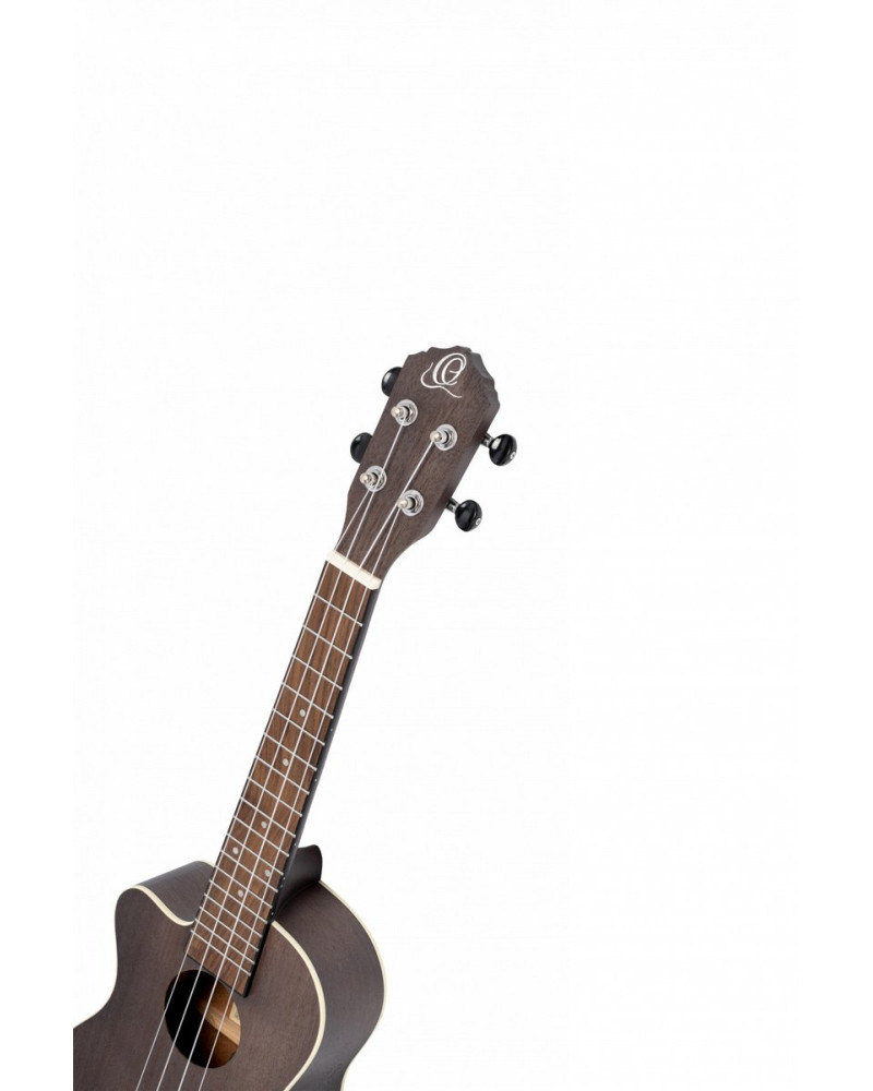 Ortega RUCOAL-CE-L Earth Series Concert Preamp Ukulele 4 String Lefty - Okoume Coal Black