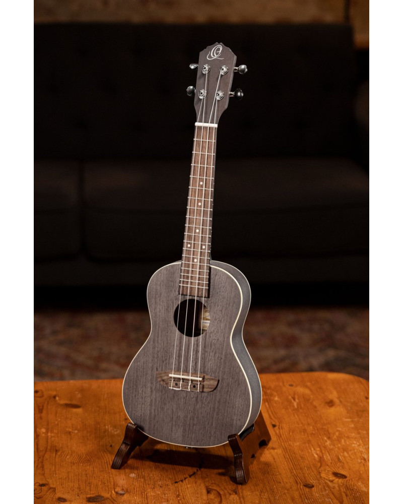 Ortega RUCOAL-L Earth Series Concert Ukulele 4 String Lefty - Okoume Coal Black