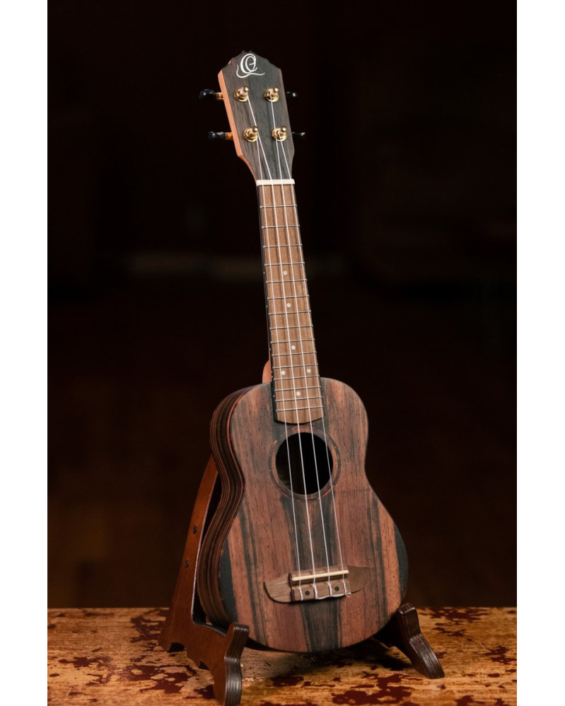 Ortega RUEB-SO Timber Series Soprano Ukulele 4 String - Ebony Natural + Bag