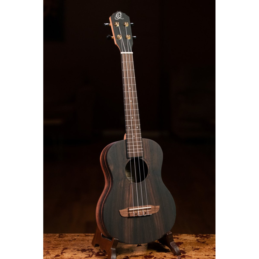 Ortega RUEB-TE Timber Series Tenor Ukulele 4 String - Ebony Natural + Bag