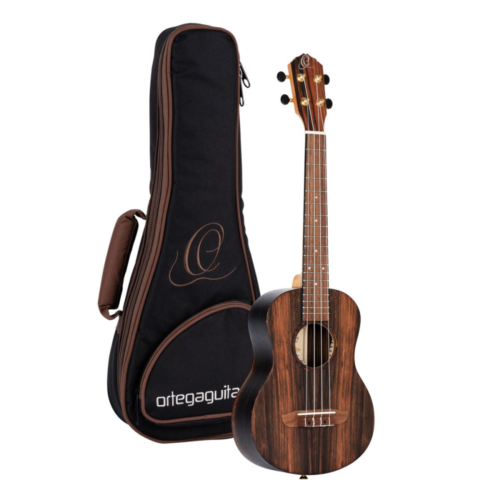 Ortega RUEB-TE Timber Series Tenor Ukulele 4 String - Ebony Natural + Bag